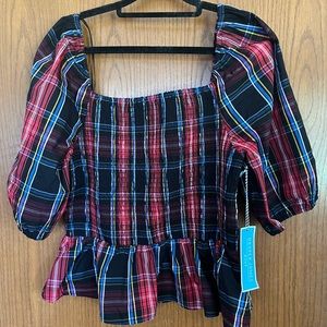 NWT! Women’s Draper James Smocked Peplum Top